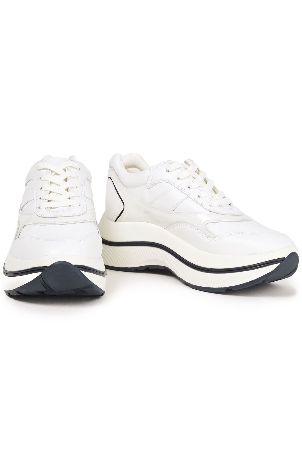 TORY BURCH Gemini Link leather, mesh and suede exaggerated-sole sneakers