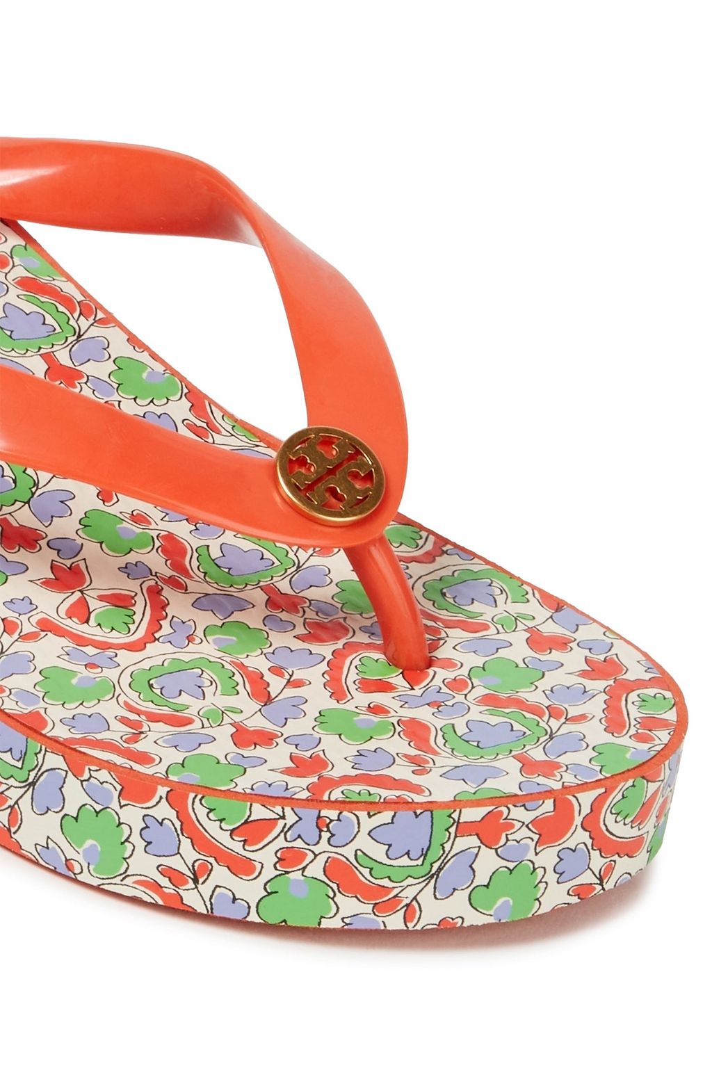 orange platform flip flops