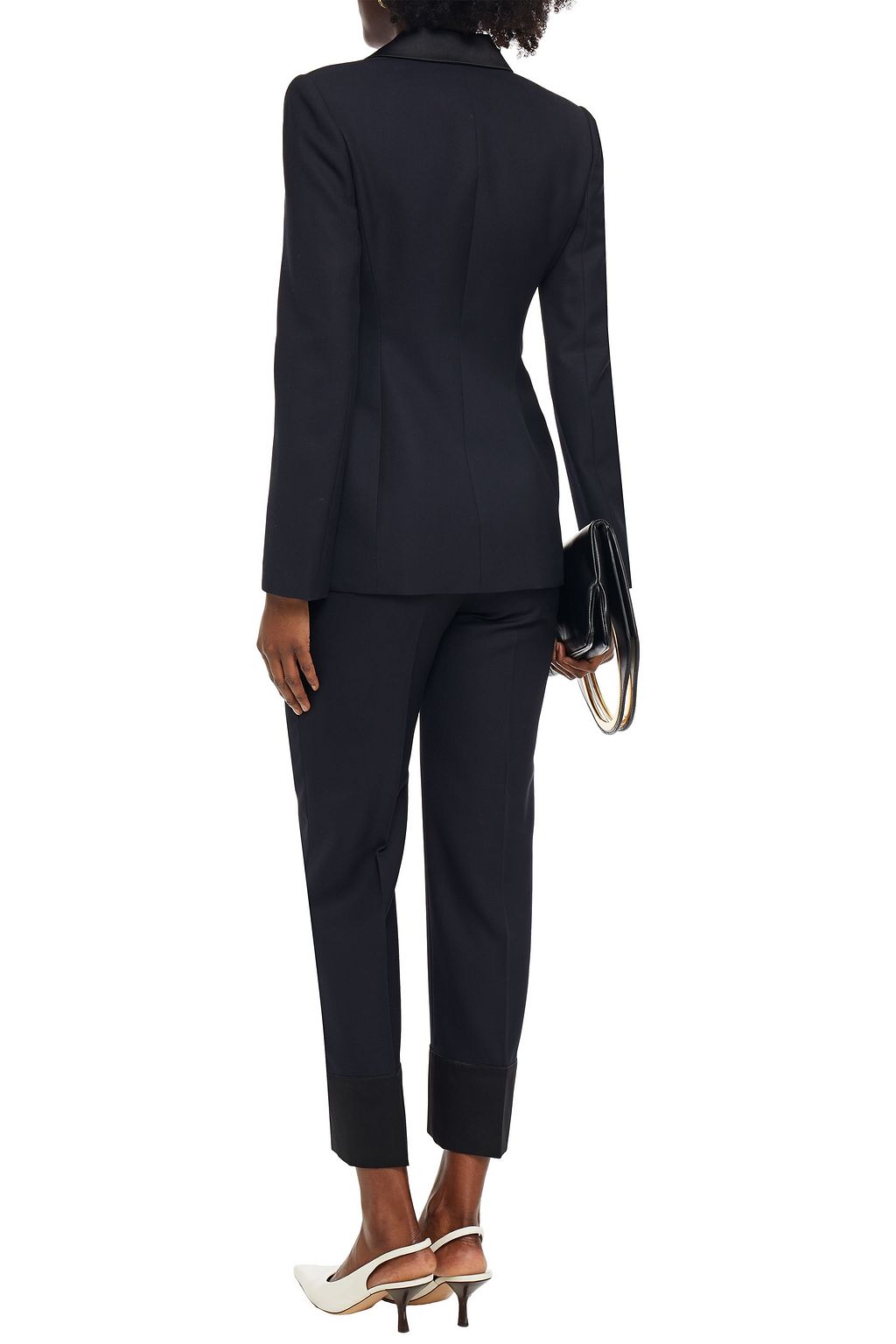 CEDRIC CHARLIER Layered satin-trimmed wool-piqué tuxedo jacket