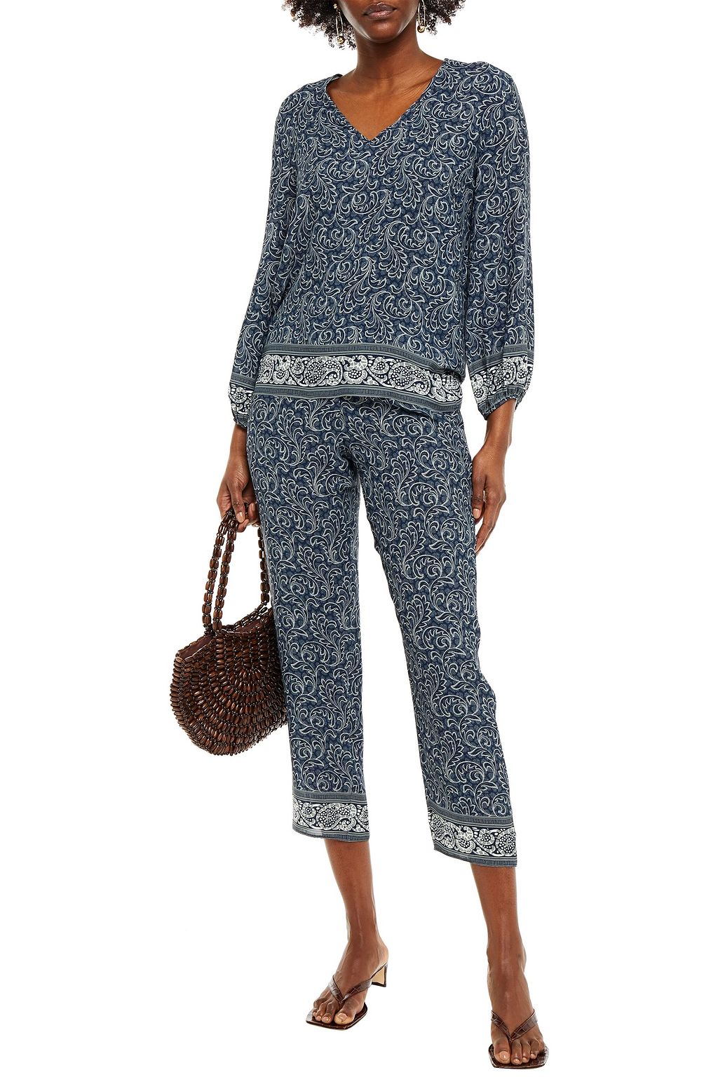 VANESSA BRUNO Eva cropped printed crepe slim-leg pants