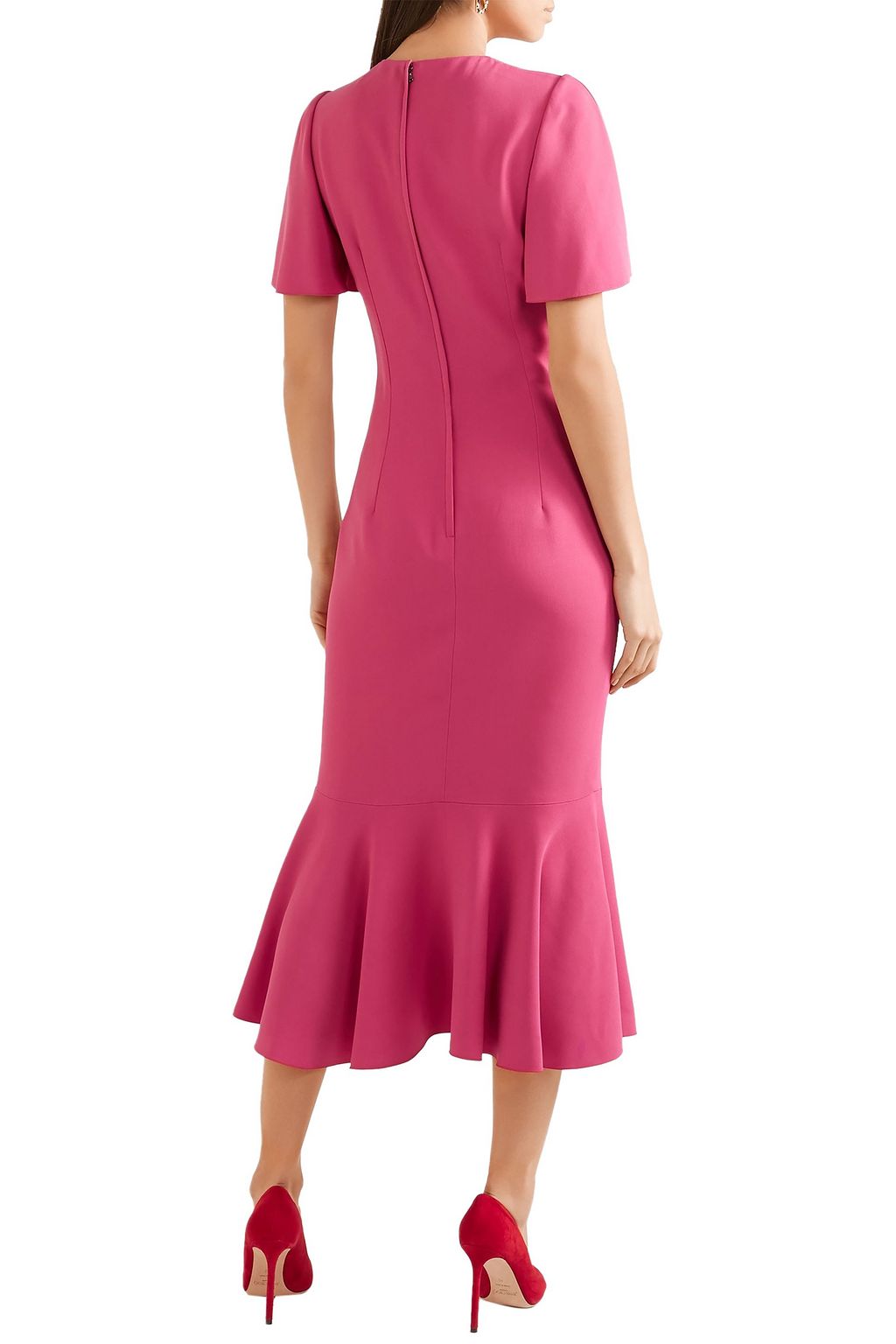 DOLCE&GABBANA Fluted stretch-crepe midi dress