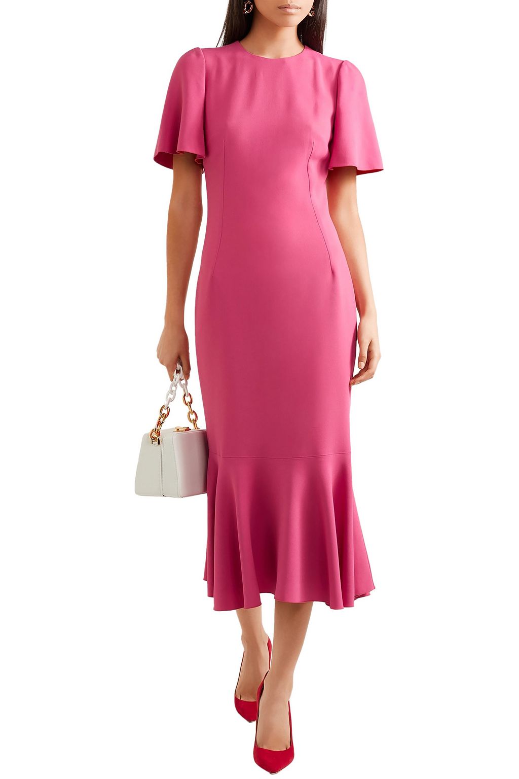 DOLCE&GABBANA Fluted stretch-crepe midi dress