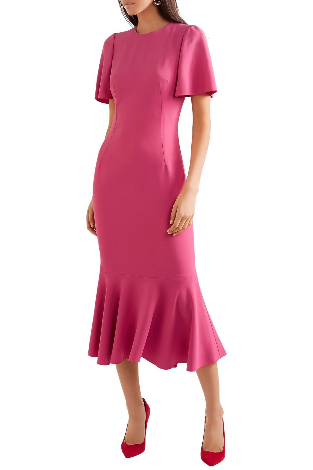 DOLCE&GABBANA Fluted stretch-crepe midi dress