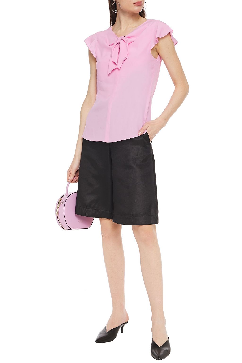 BOUTIQUE MOSCHINO Tie-neck crepe de chine top