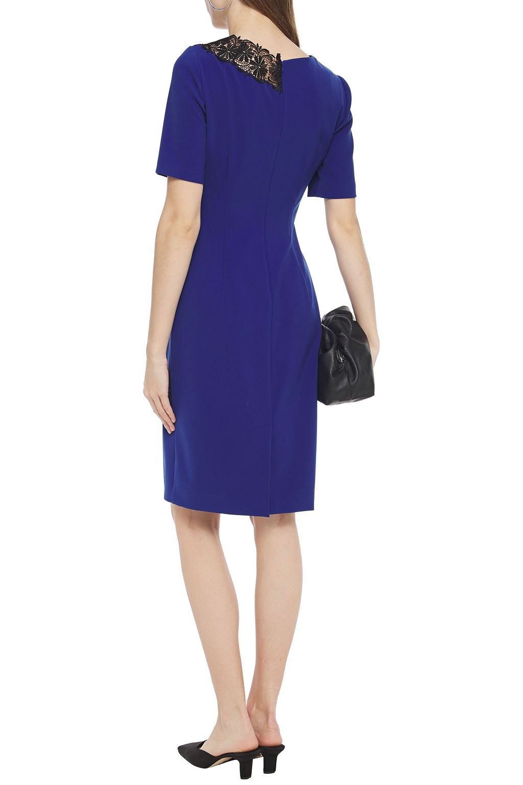 BOUTIQUE MOSCHINO Paneled guipure lace and stretch-cady dress