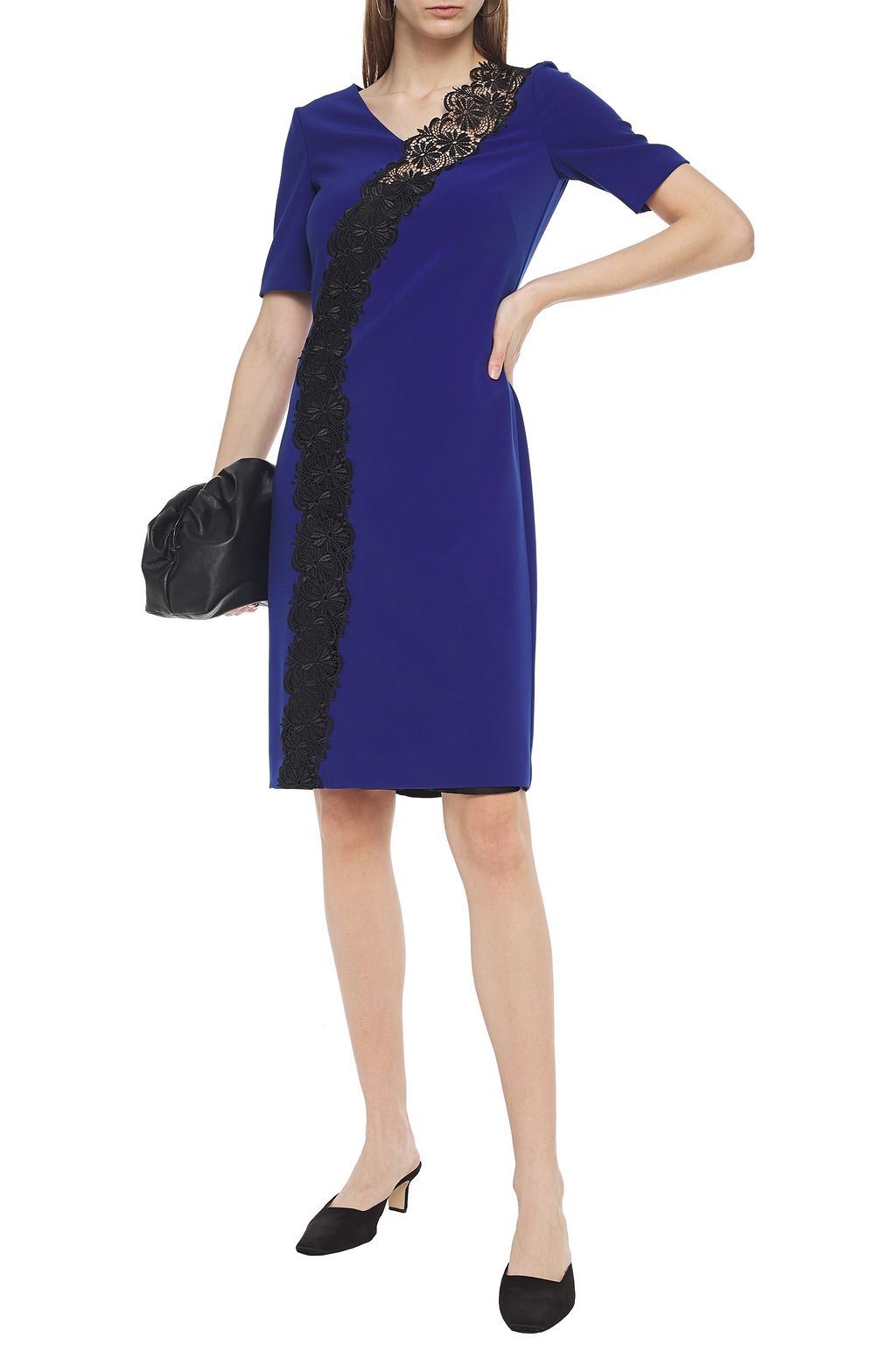 BOUTIQUE MOSCHINO Paneled guipure lace and stretch-cady dress