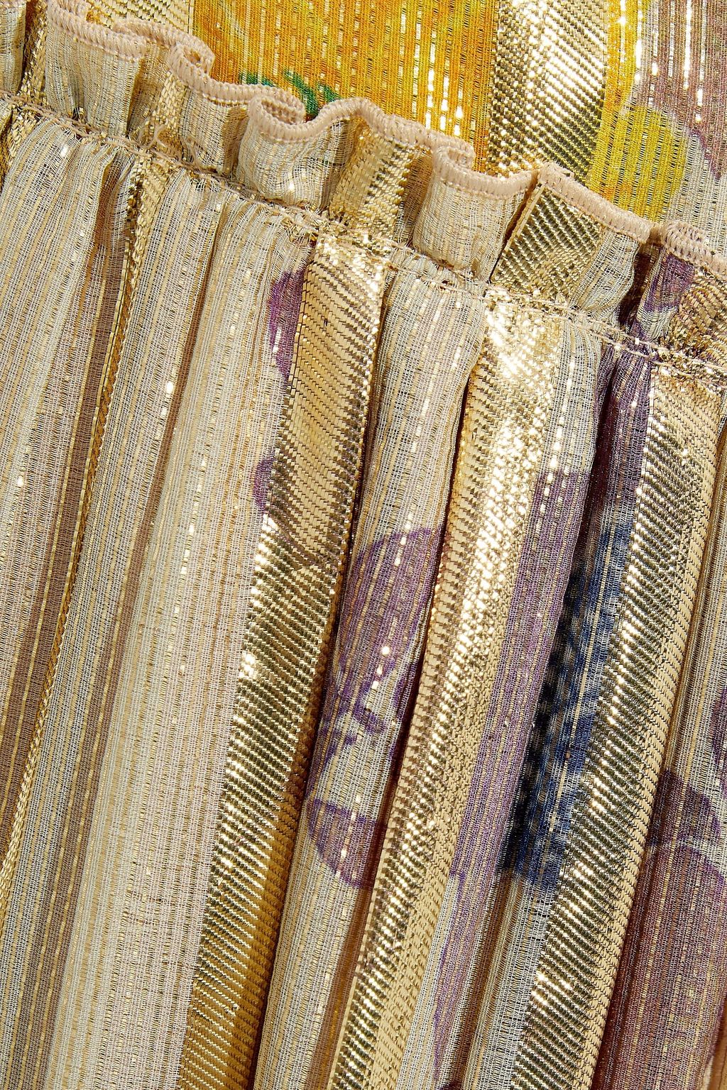 ETRO Pleated metallic floral-print silk-blend jacquard maxi skirt