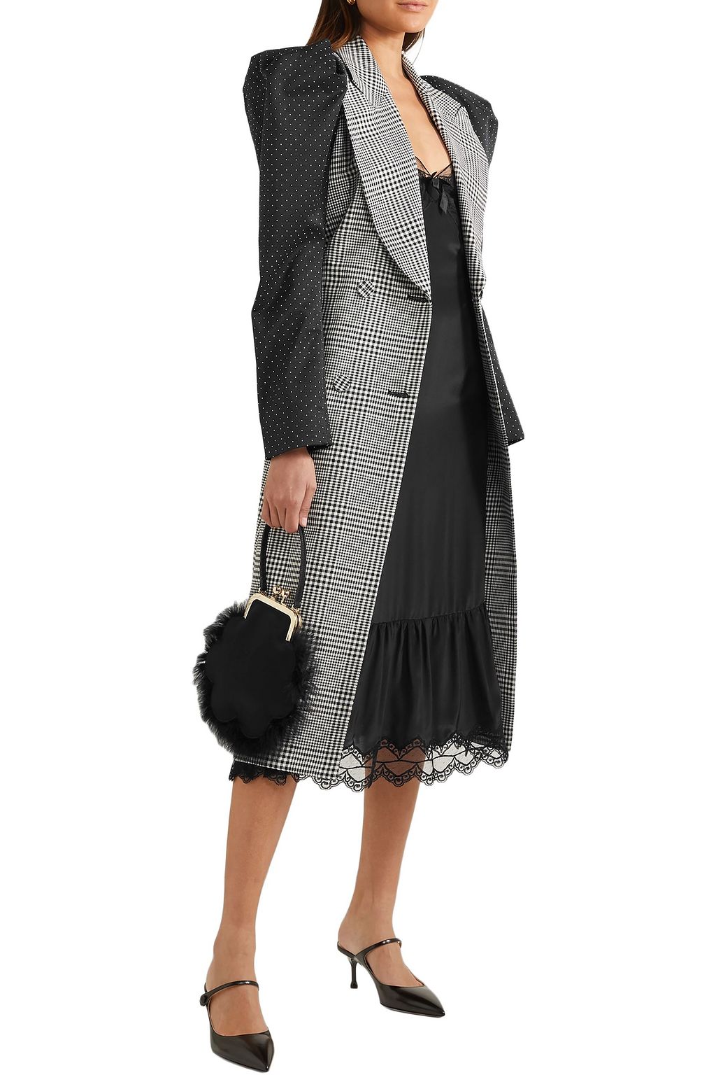 ERDEM Albert double-breasted paneled printed cotton-blend coat