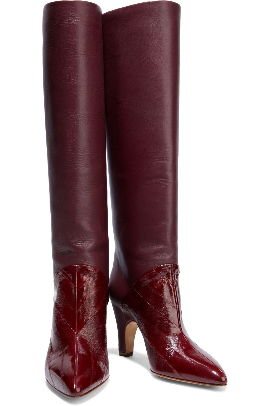 GABRIELA HEARST Rimbaud glossed eel-paneled leather knee boots