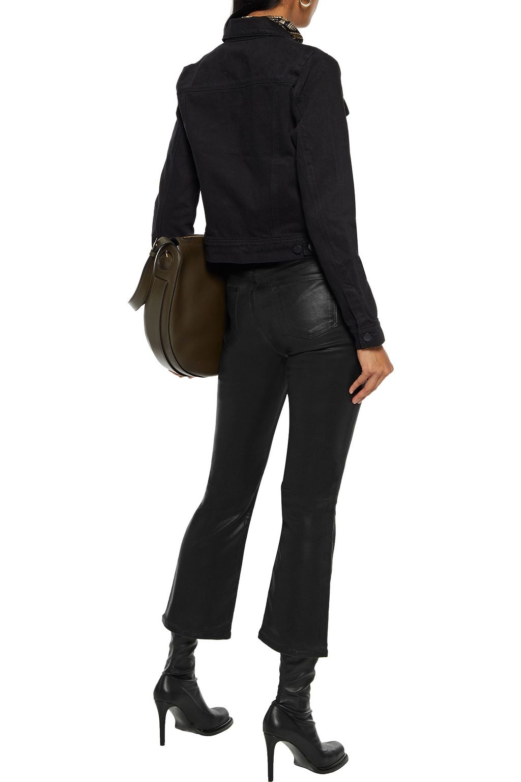 J BRAND Harlow cropped snake-print denim jacket
