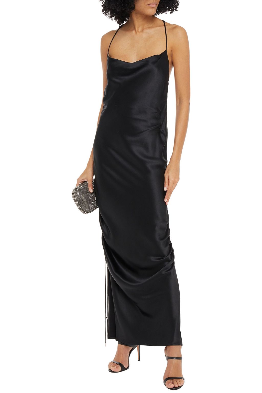 GALVAN  LONDON Yasmine gathered silk-satin maxi slip dress