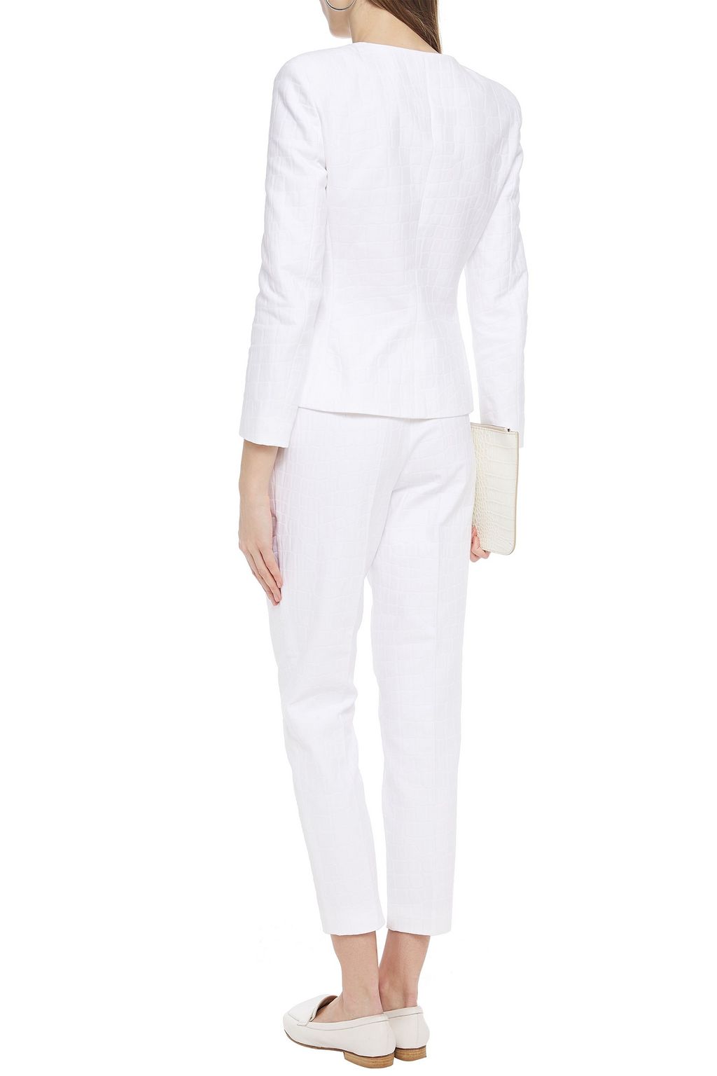 BOUTIQUE MOSCHINO Croc-effect cotton-jacquard tapered pants