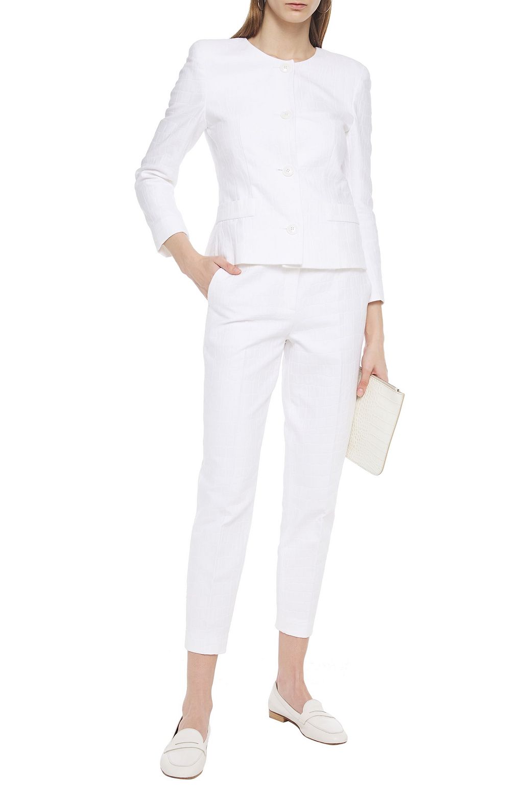 BOUTIQUE MOSCHINO Croc-effect cotton-jacquard tapered pants