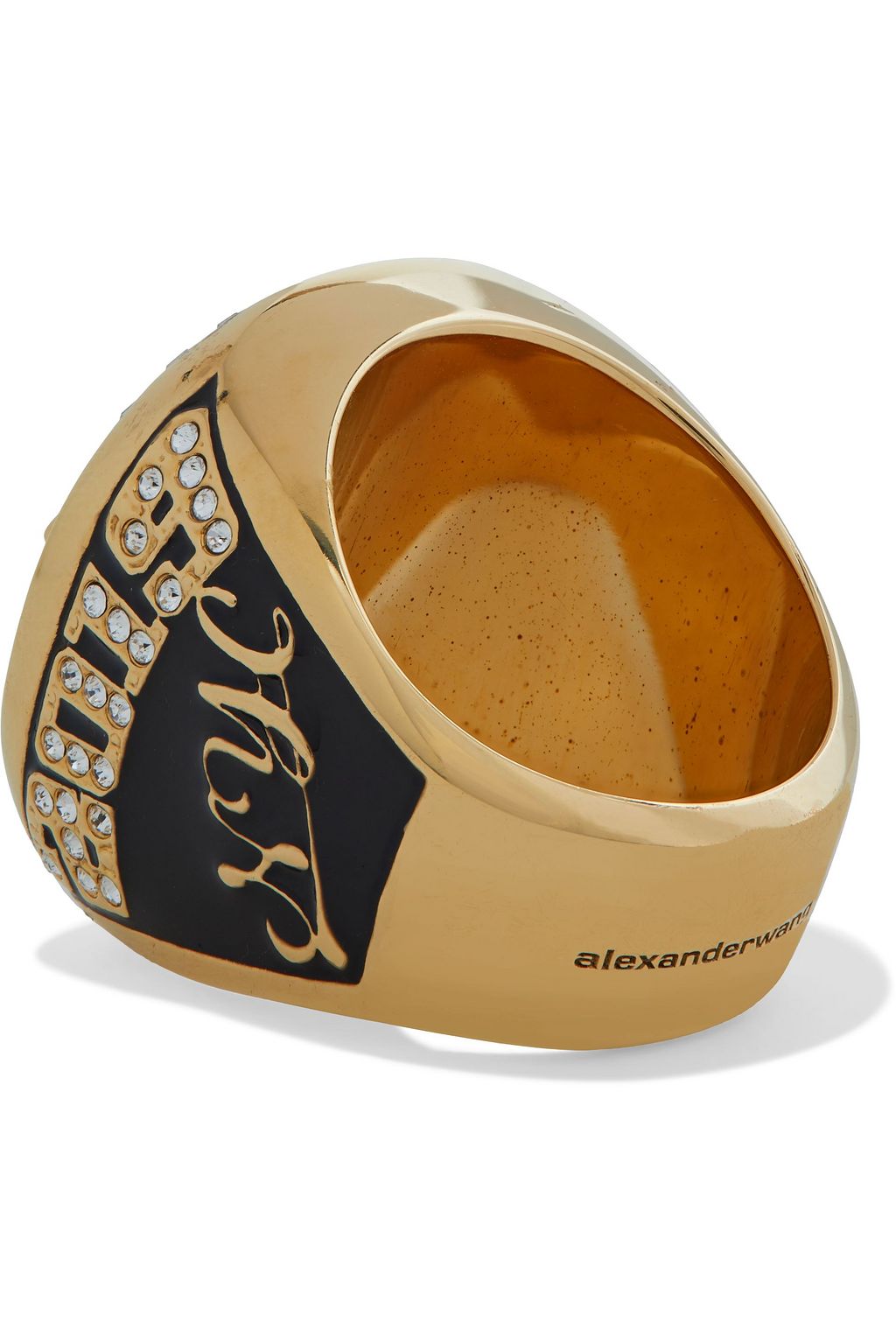 ALEXANDER WANG Burnished gold-tone, enamel and crystal ring
