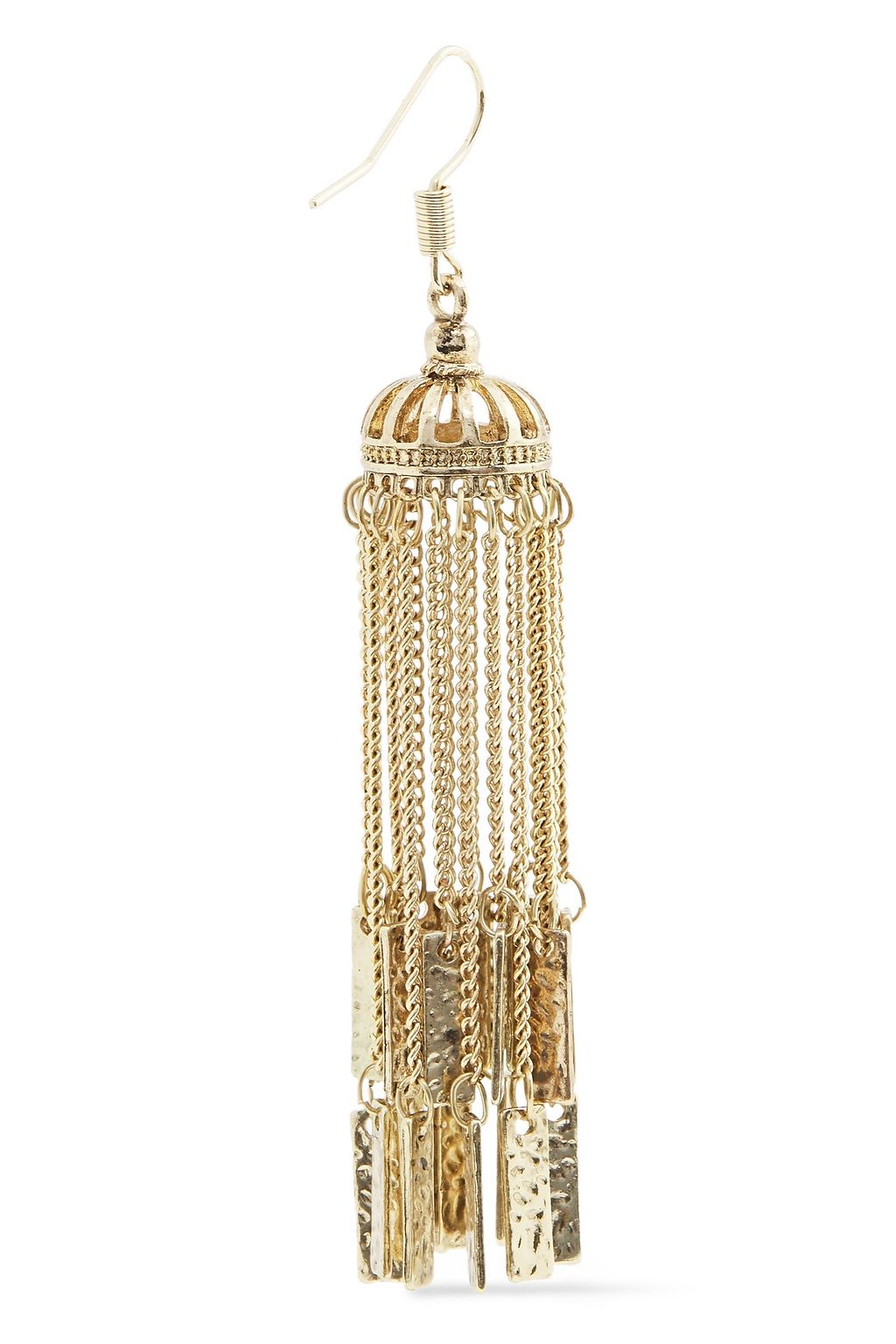 KENNETH JAY LANE Hammered gold-plated earrings