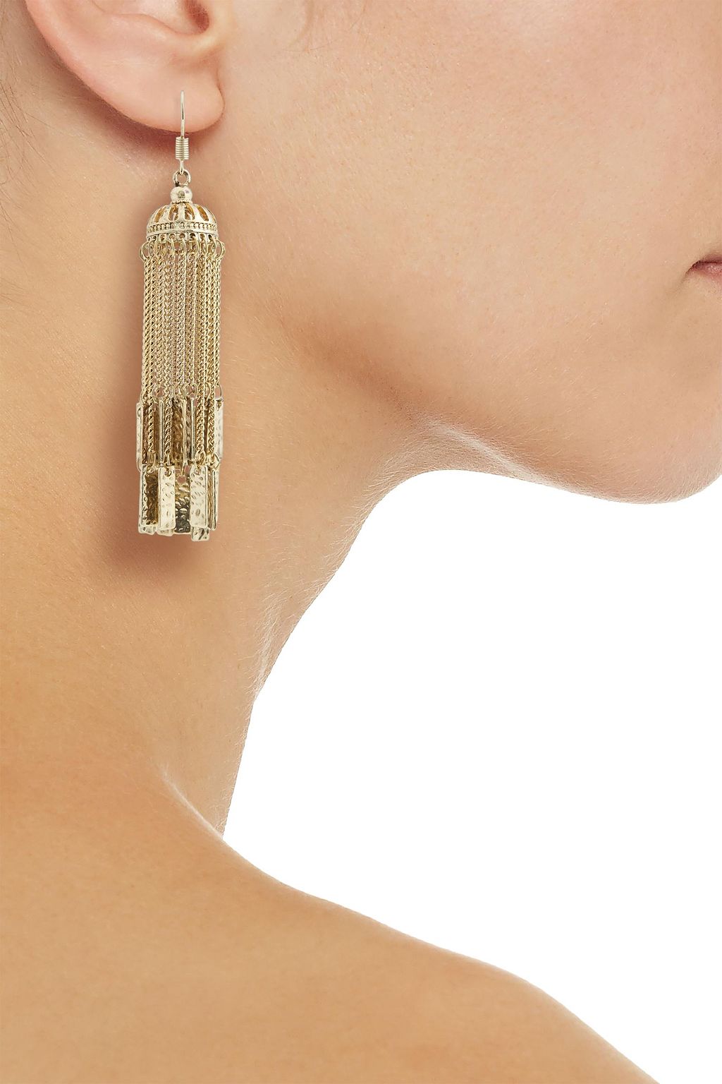 KENNETH JAY LANE Hammered gold-plated earrings