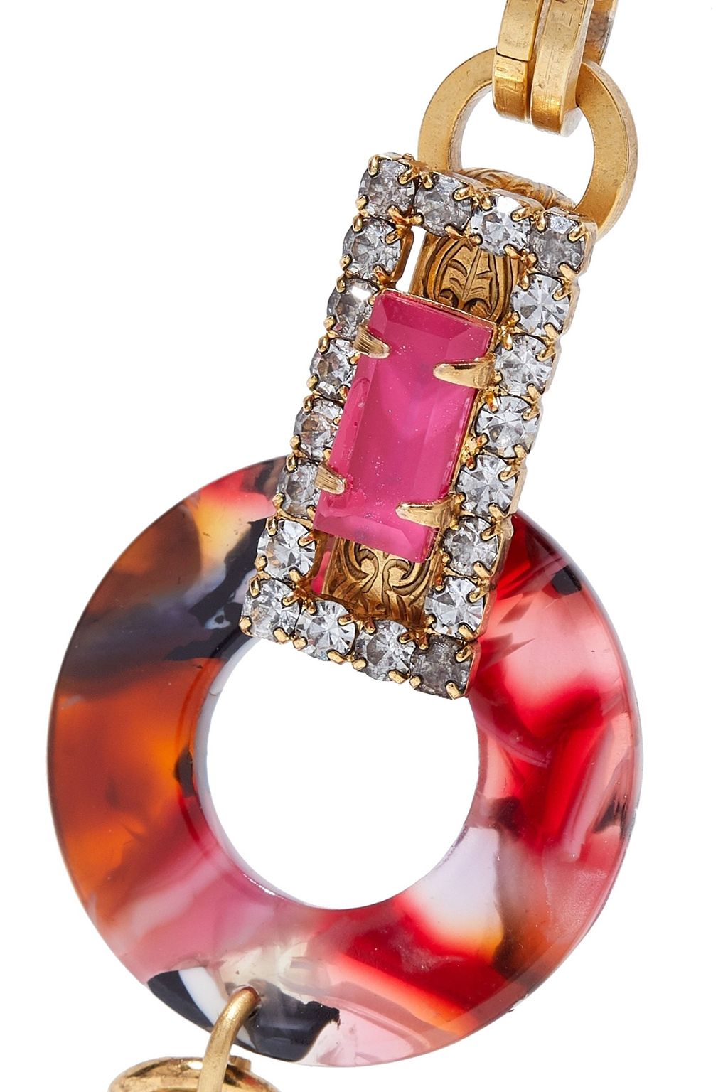 ELIZABETH COLE 24-karat gold-plated crystal, stone and acetate earrings