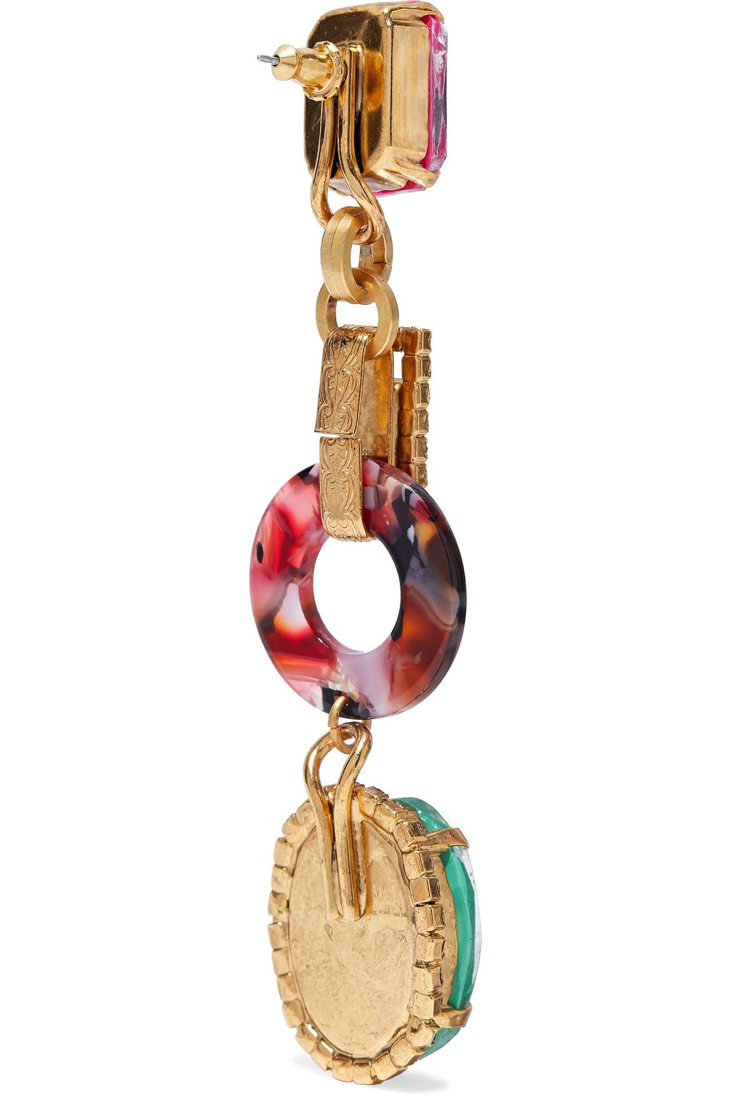 ELIZABETH COLE 24-karat gold-plated crystal, stone and acetate earrings