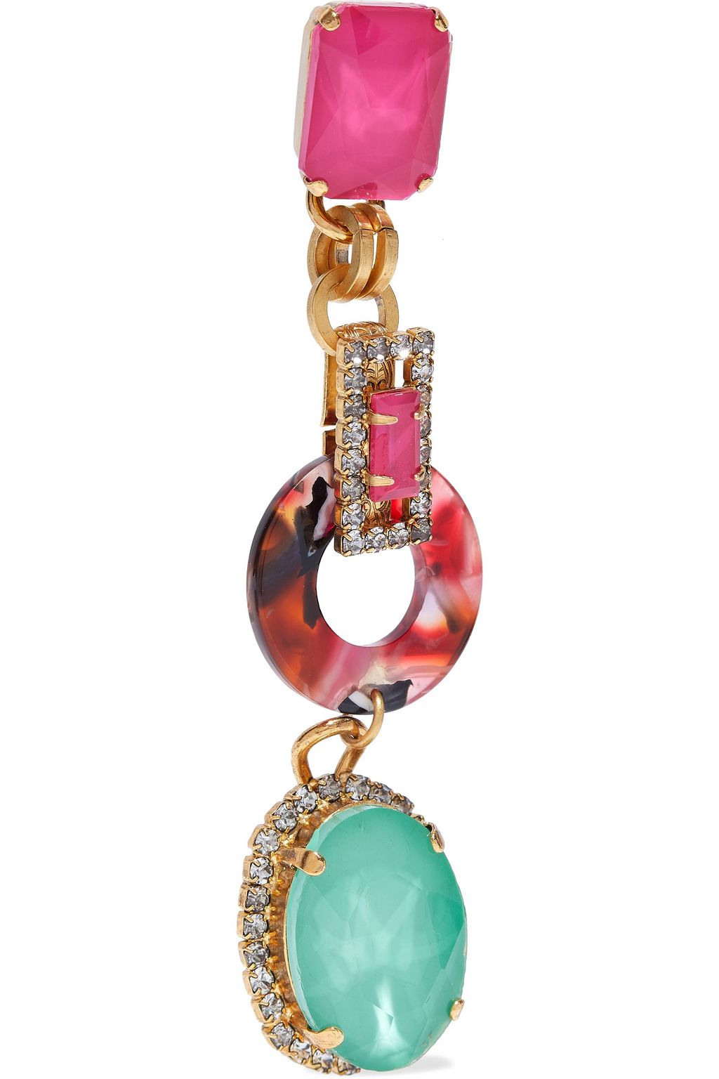ELIZABETH COLE 24-karat gold-plated crystal, stone and acetate earrings