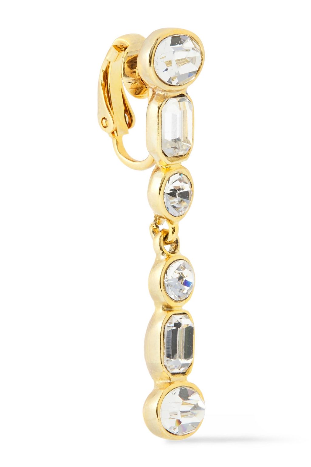 KENNETH JAY LANE 22-karat gold-plated crystal clip earrings