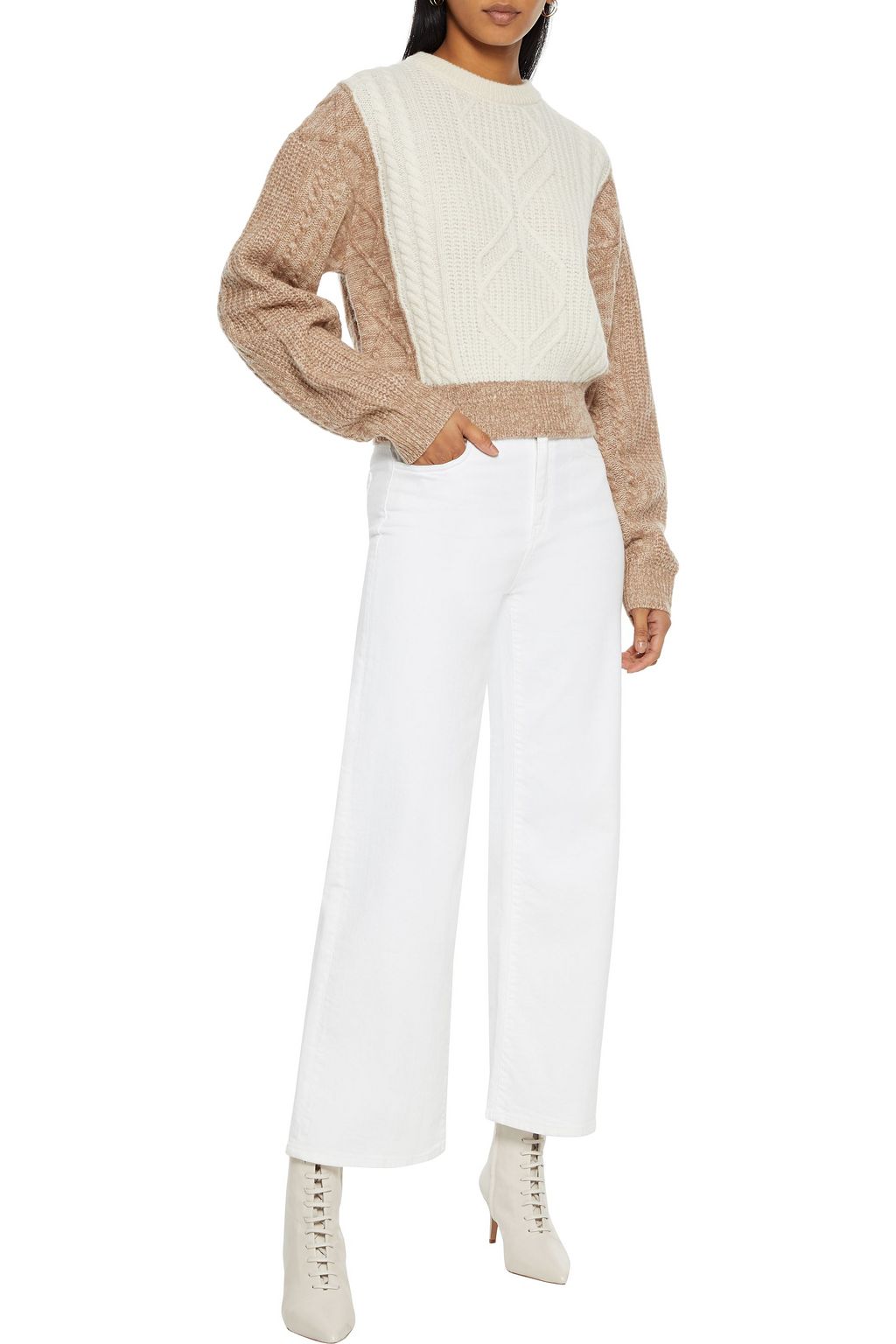 IRIS & INK Christina two-tone cable-knit sweater