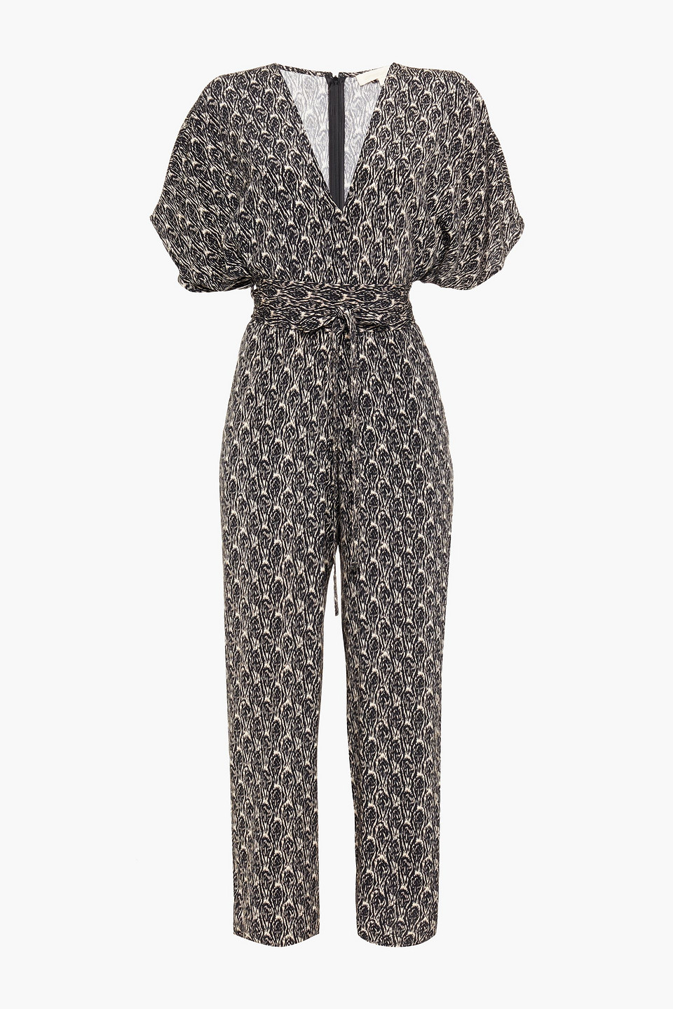 vanessa bruno - lelie printed crepe jumpsuit - black - fr 36