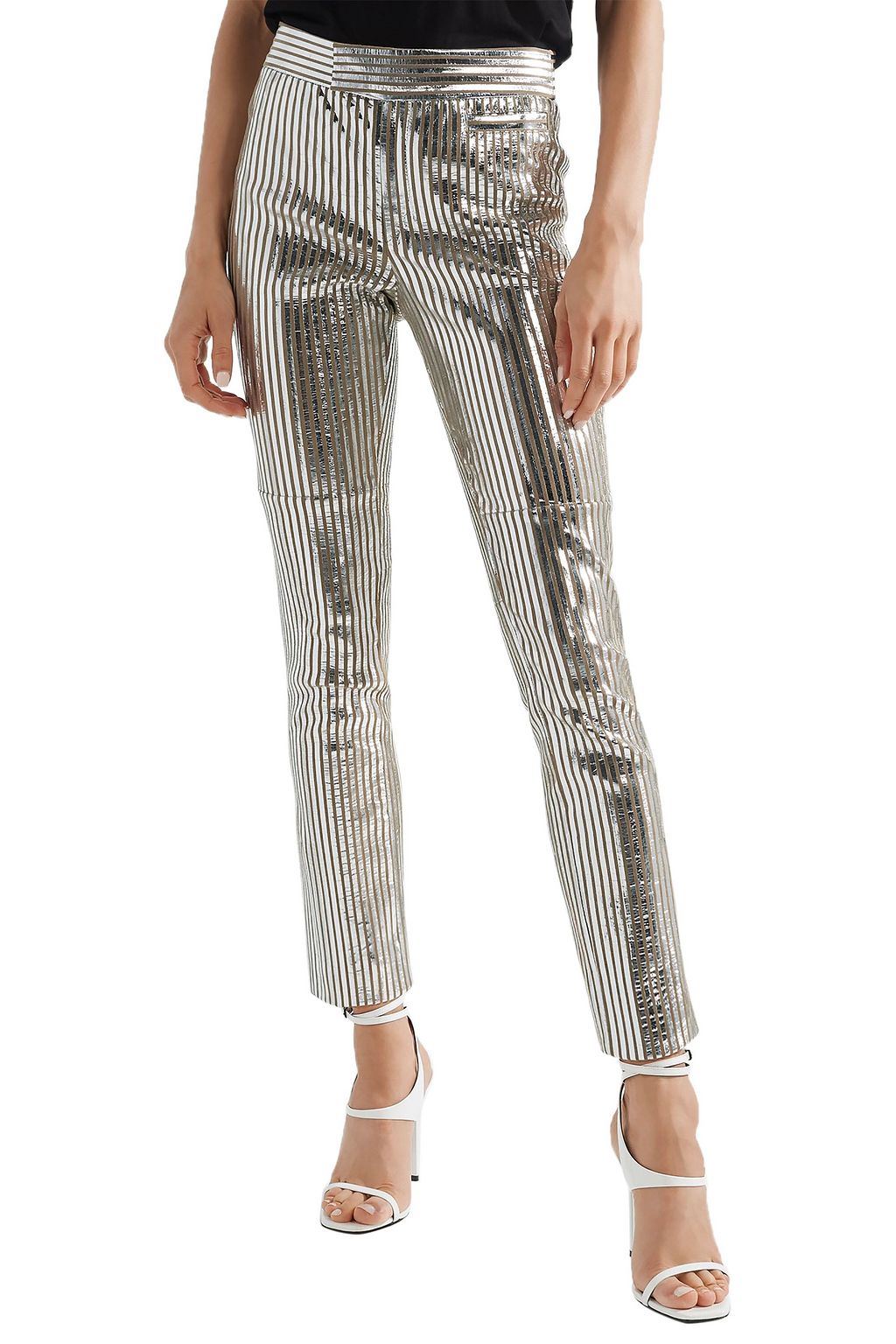 ISABEL MARANT Novida metallic striped leather skinny pants | Sale up to ...