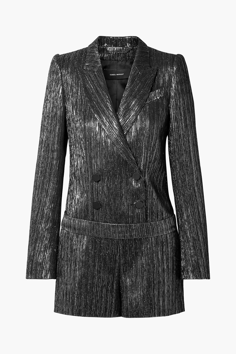 Isabel Marant Derron Double-breasted Lurex Playsuit In Silver