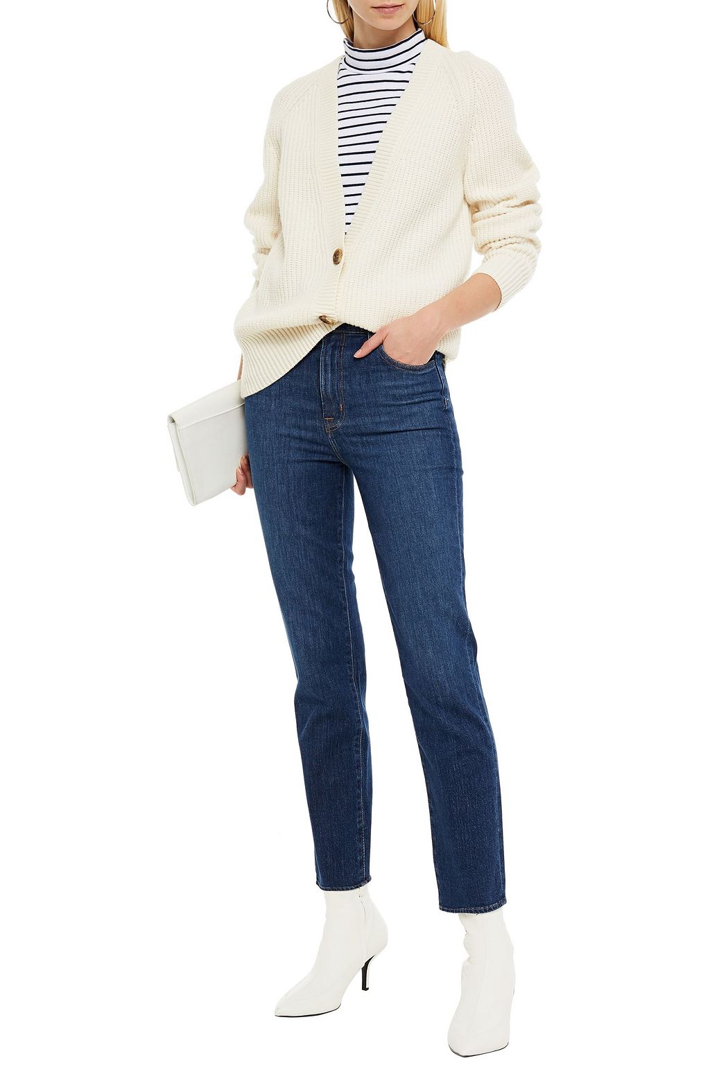 J BRAND Cropped high-rise straight-leg jeans