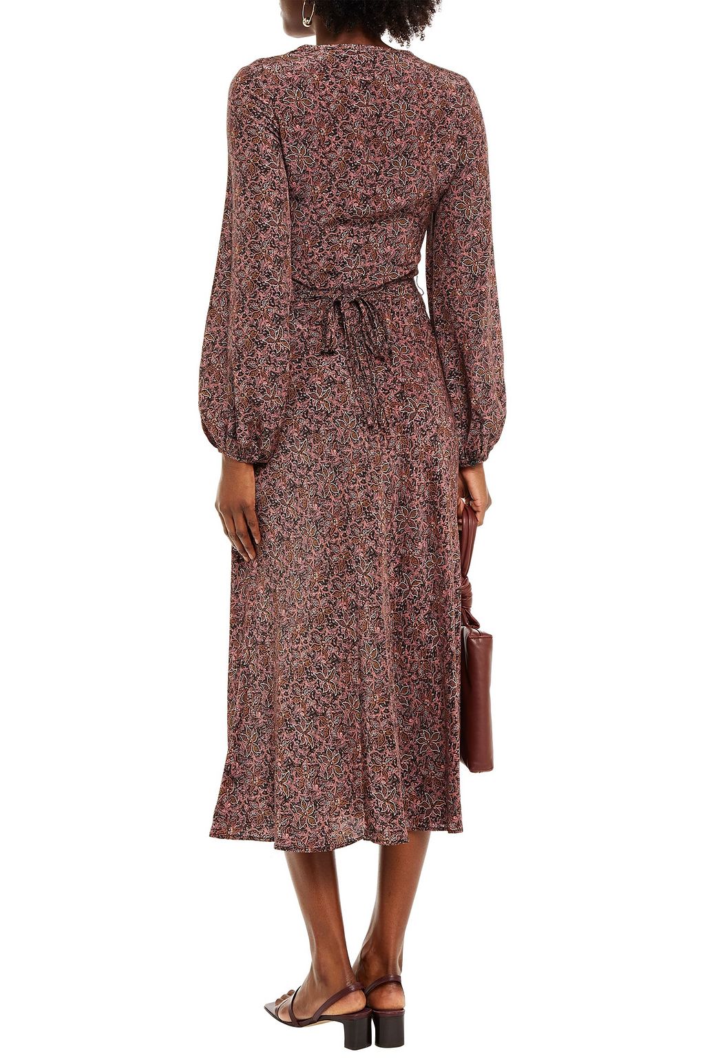 VANESSA BRUNO Gathered printed silk crepe de chine midi dress