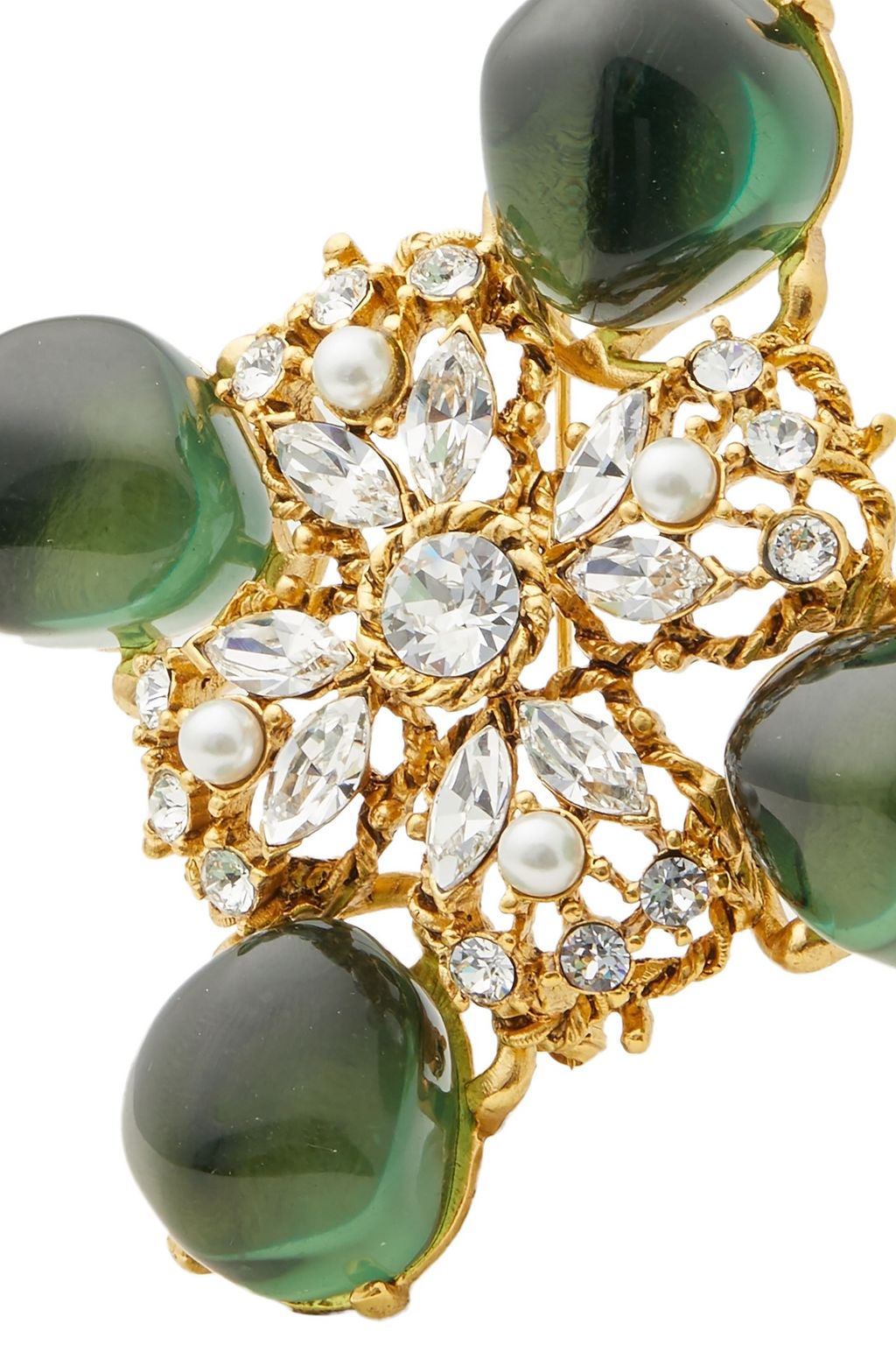 KENNETH JAY LANE 22-karat gold-plated crystal brooch