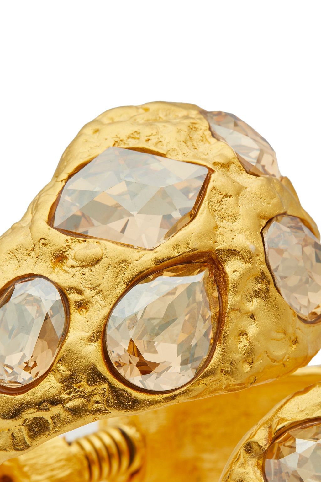 KENNETH JAY LANE Hammered 22-karat gold-plated crystal cuff