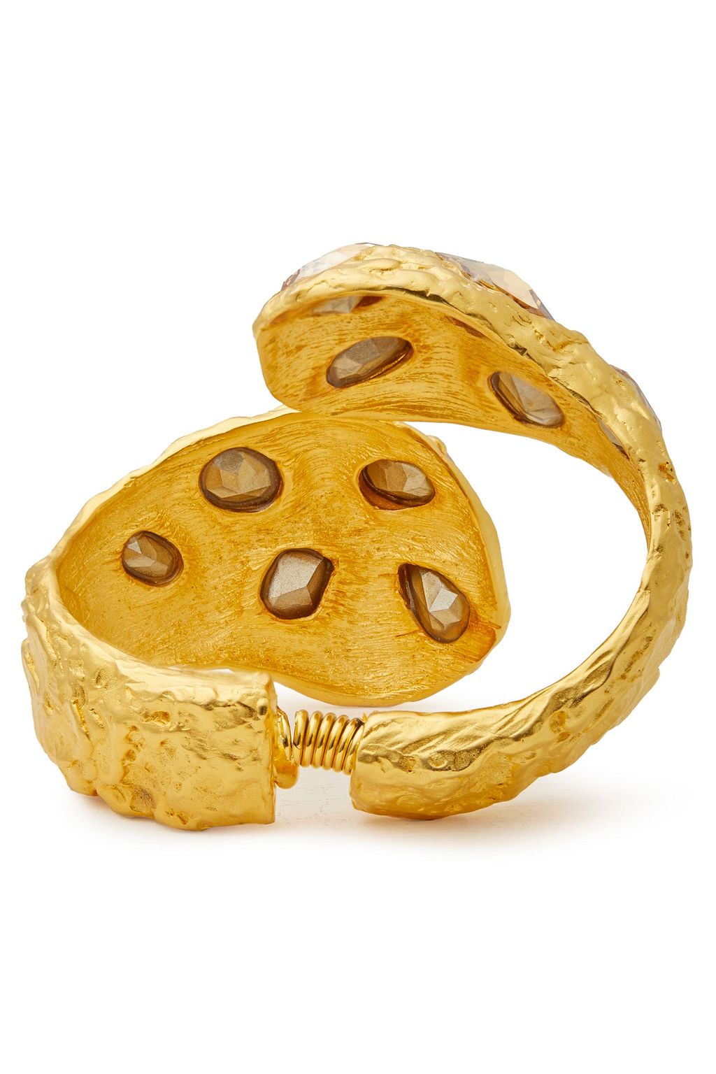KENNETH JAY LANE Hammered 22-karat gold-plated crystal cuff