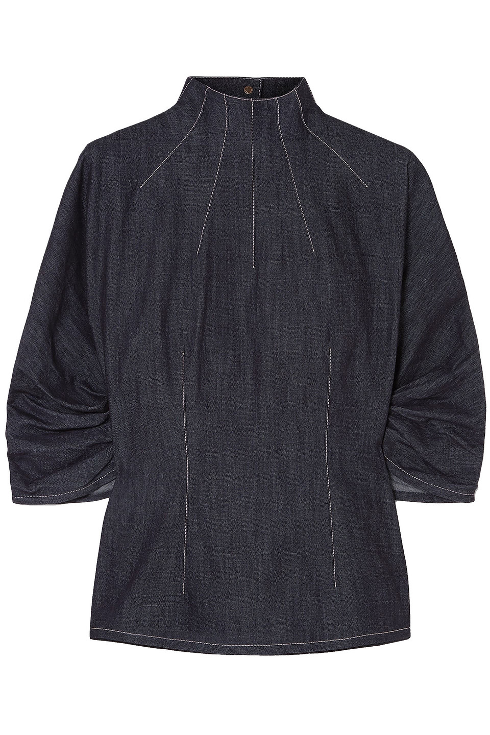 Emilia Wickstead Woman Cutout Denim Blouse Dark Denim Size 14
