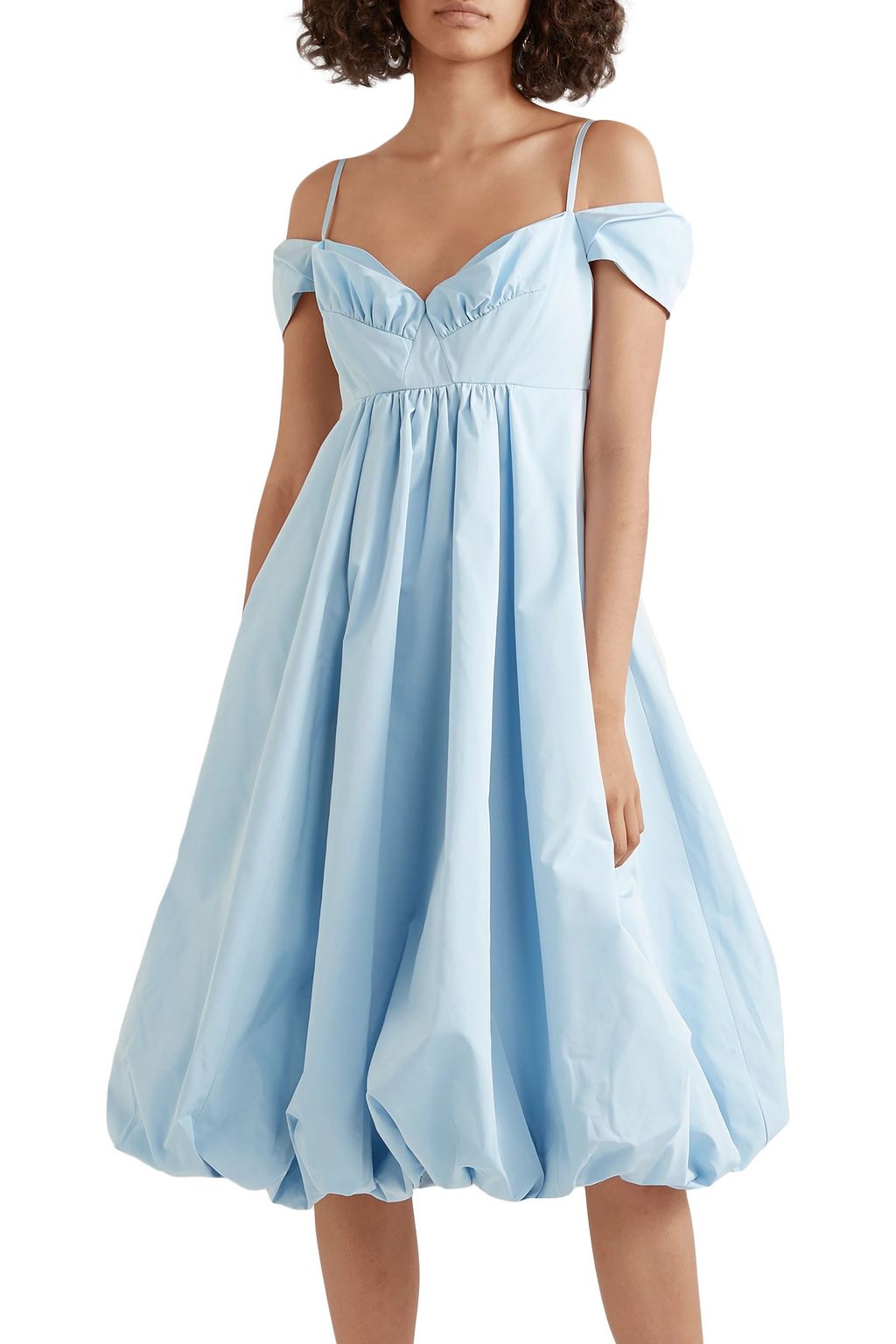 SIMONE ROCHA Bell cold-shoulder gathered taffeta midi dress