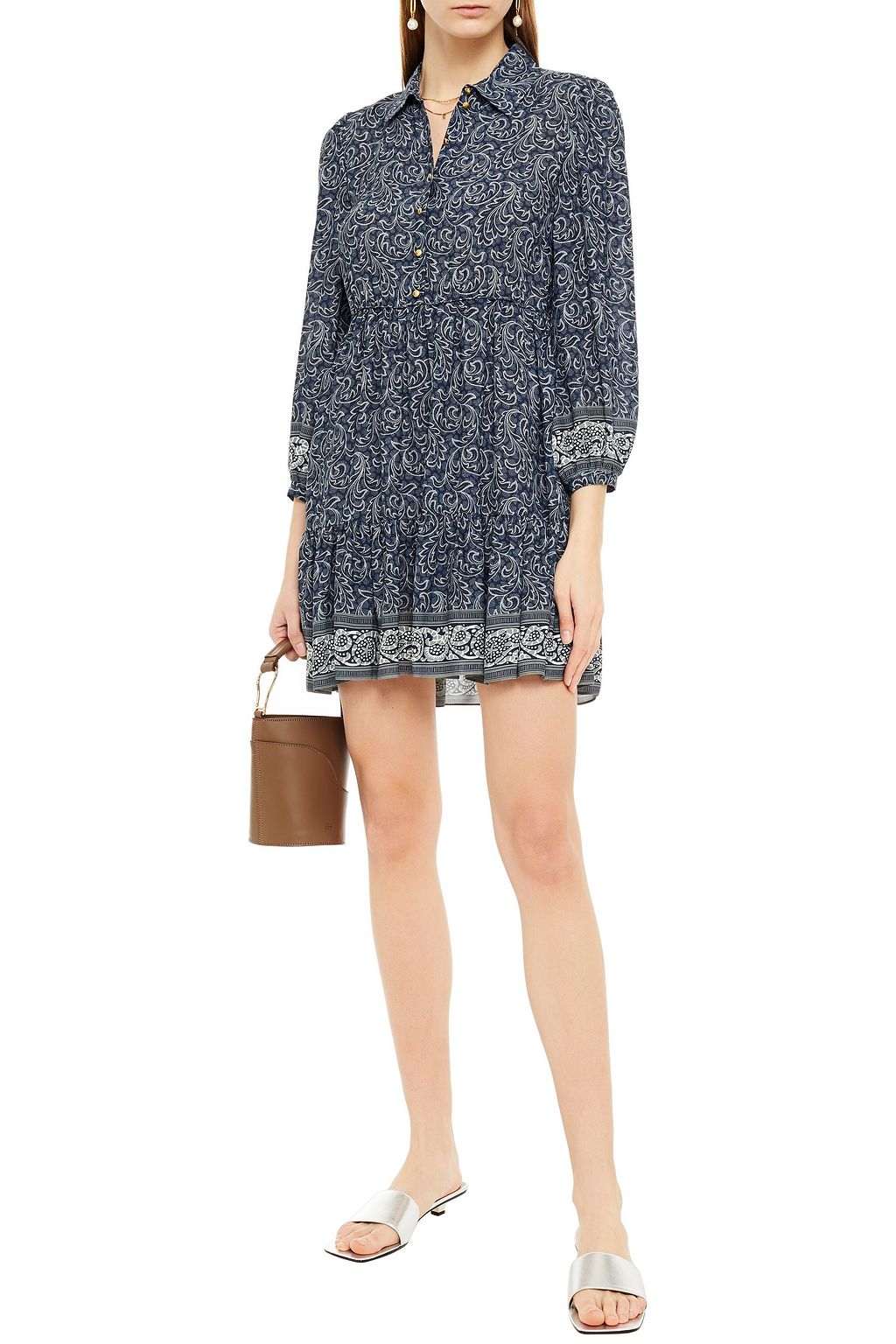 VANESSA BRUNO Niky gathered printed crepe mini dress