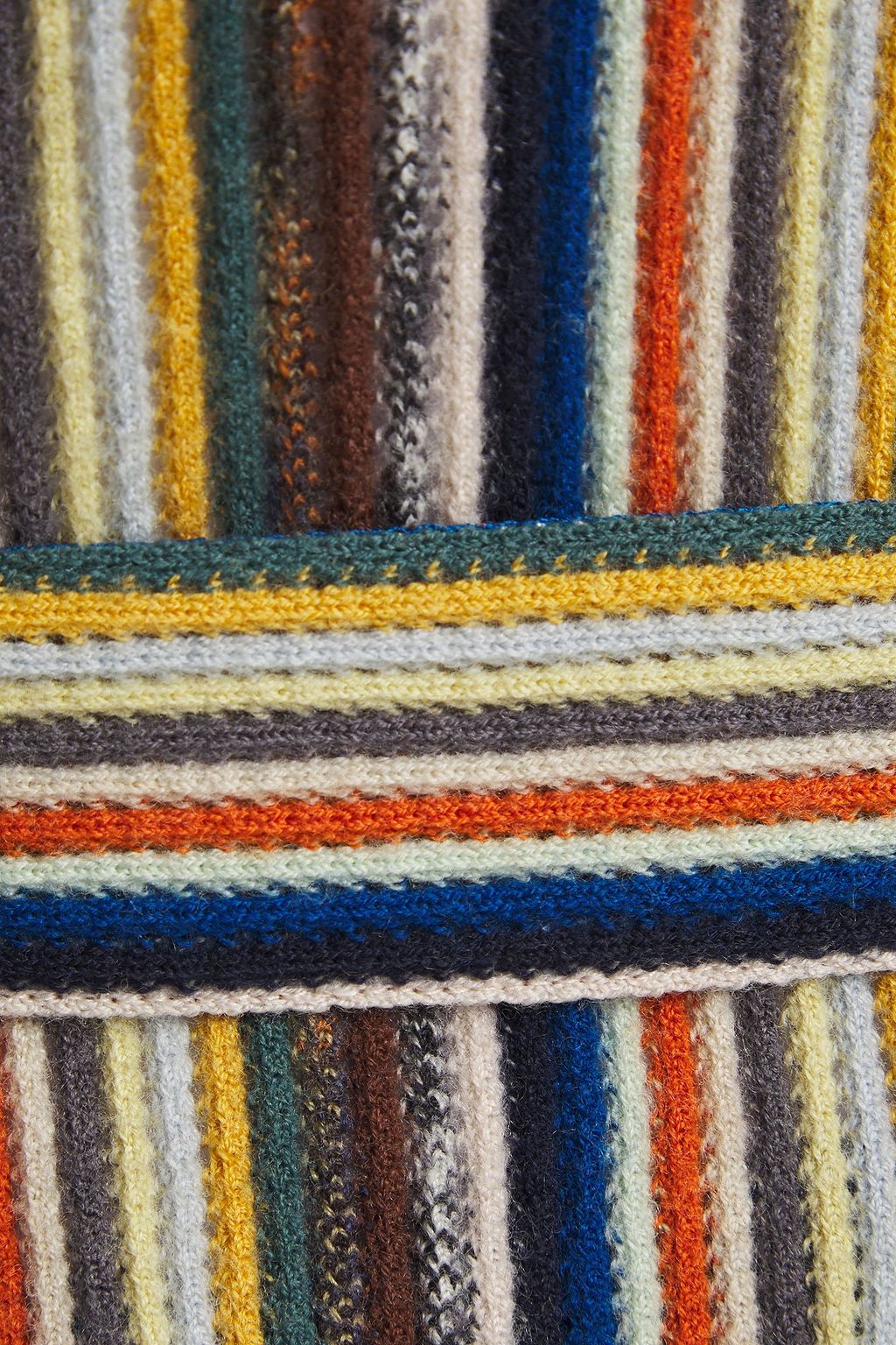 MISSONI Belted striped ribbed wool-blend cardigan