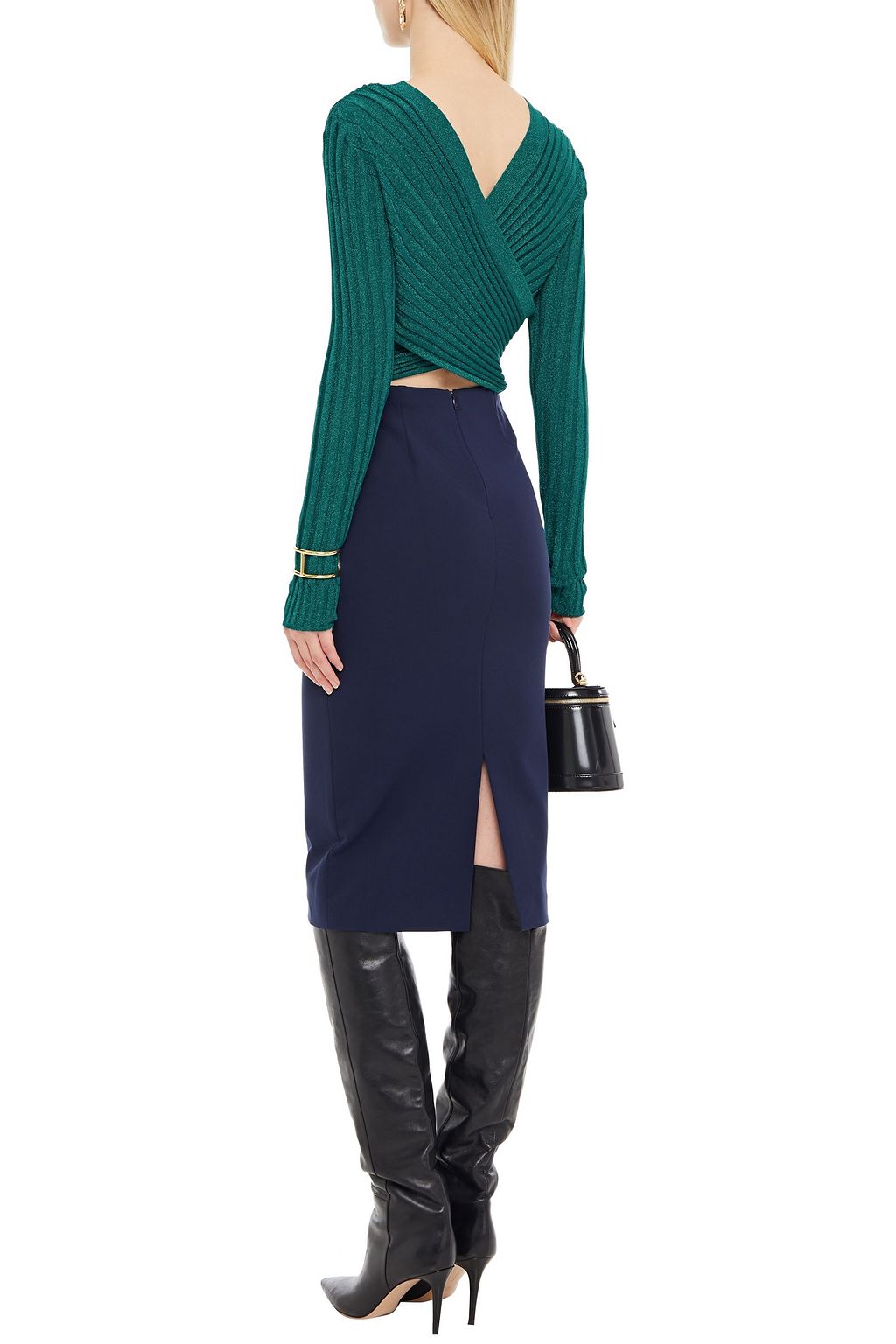 MISSONI Cropped metallic ribbed-knit top