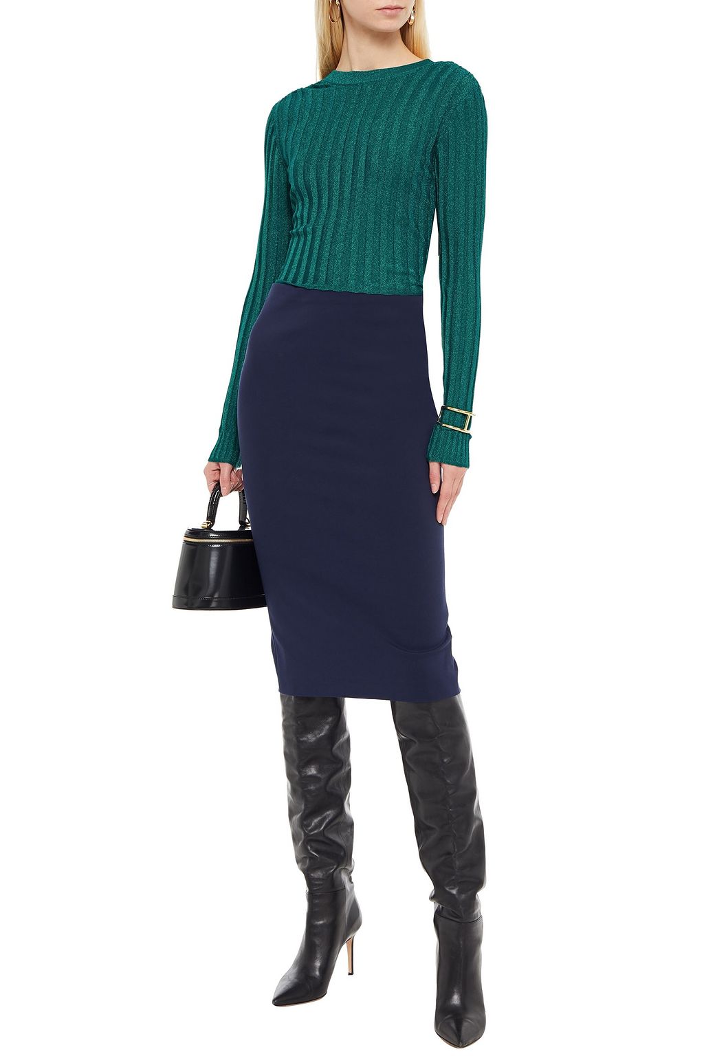 MISSONI Cropped metallic ribbed-knit top