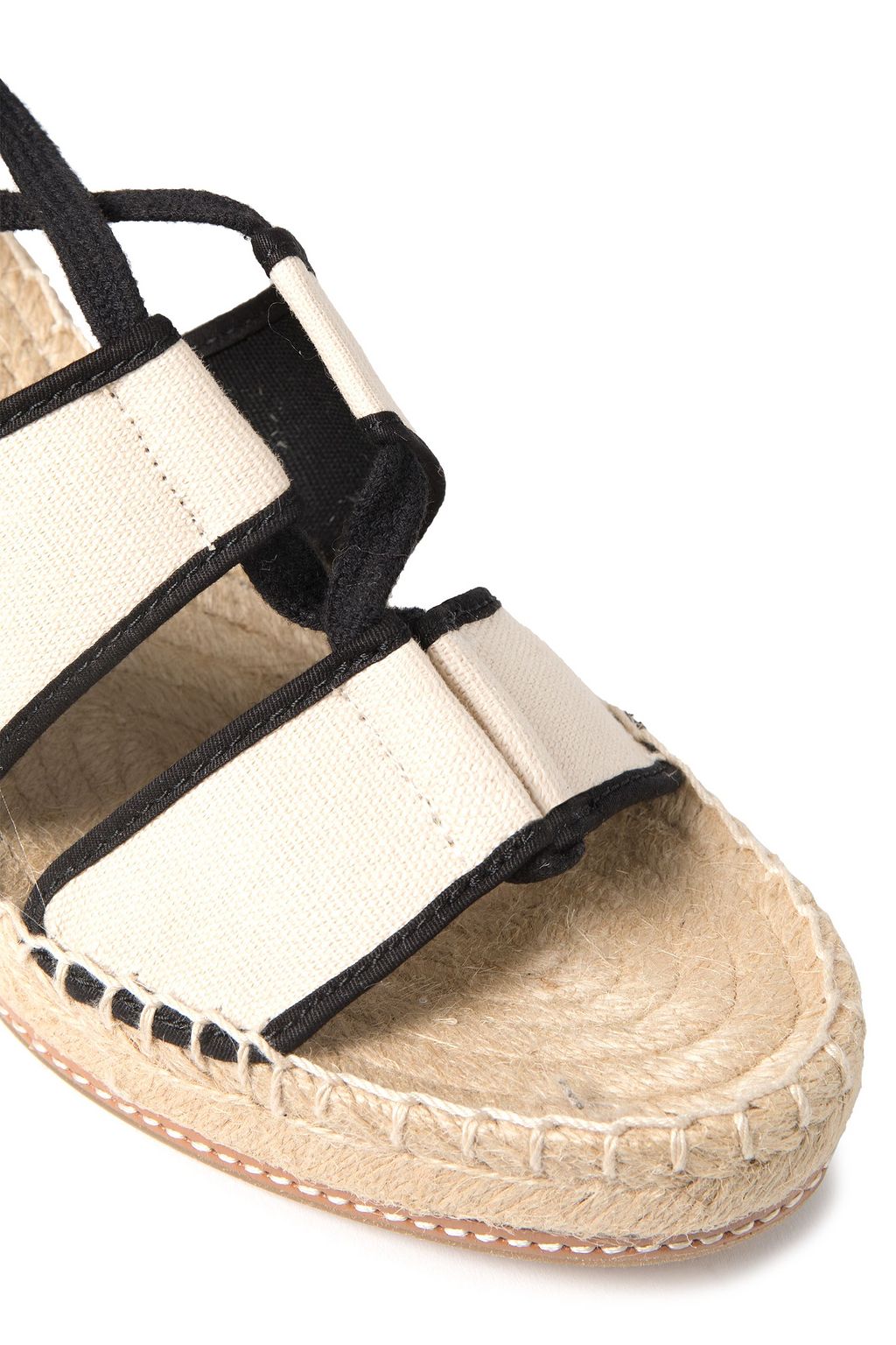 TORY BURCH Cotton-blend canvas wedge espadrille sandals