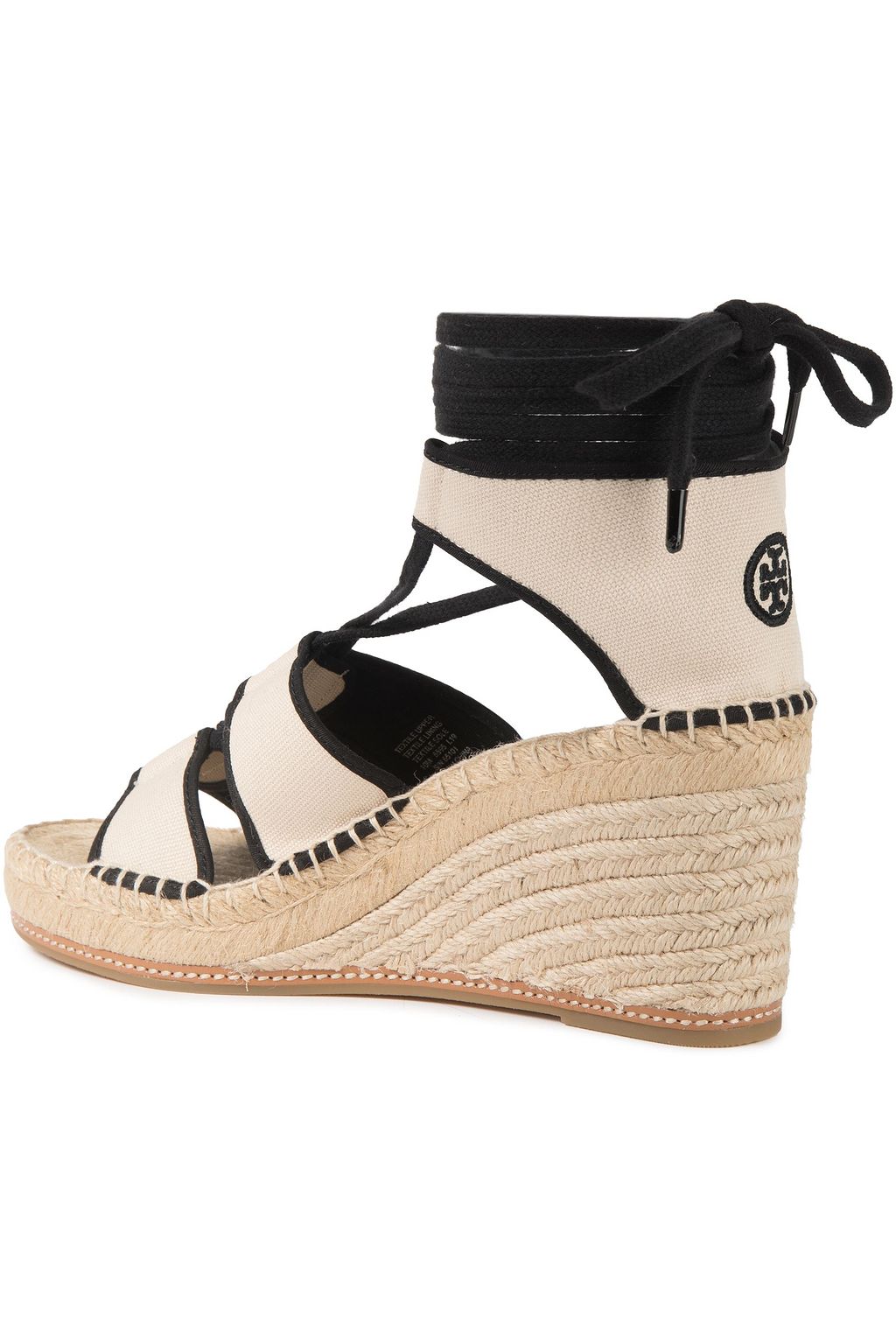 TORY BURCH Cotton-blend canvas wedge espadrille sandals