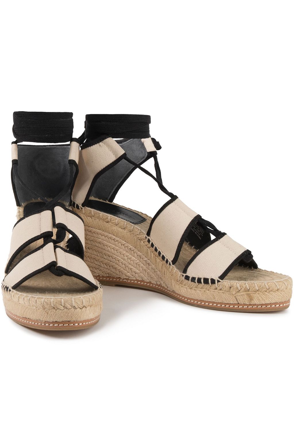 TORY BURCH Cotton-blend canvas wedge espadrille sandals