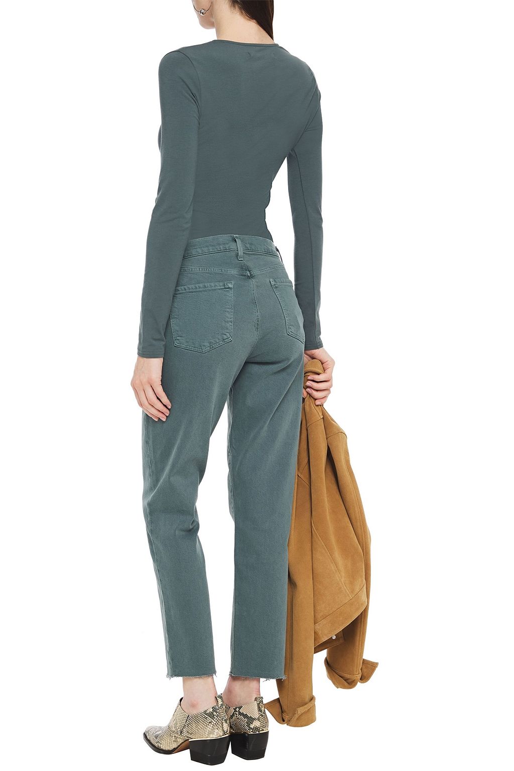 J BRAND Frayed mid-rise straight-leg jeans
