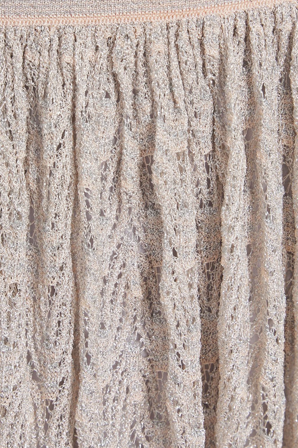 MISSONI Gathered metallic crochet-knit dress