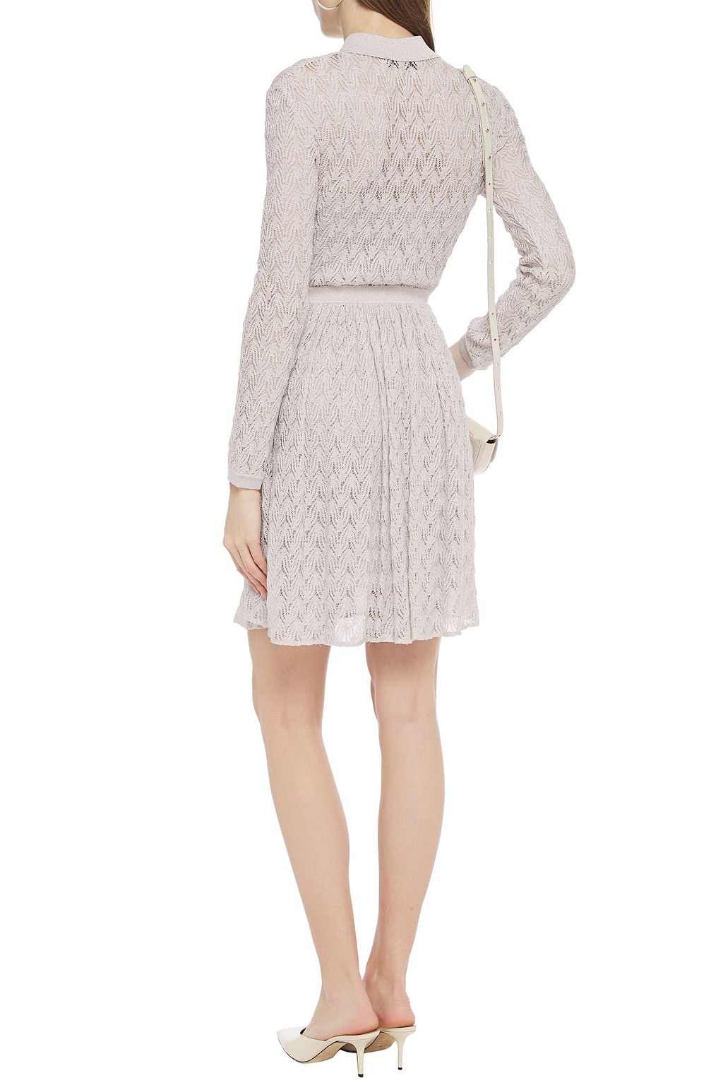 MISSONI Gathered metallic crochet-knit dress