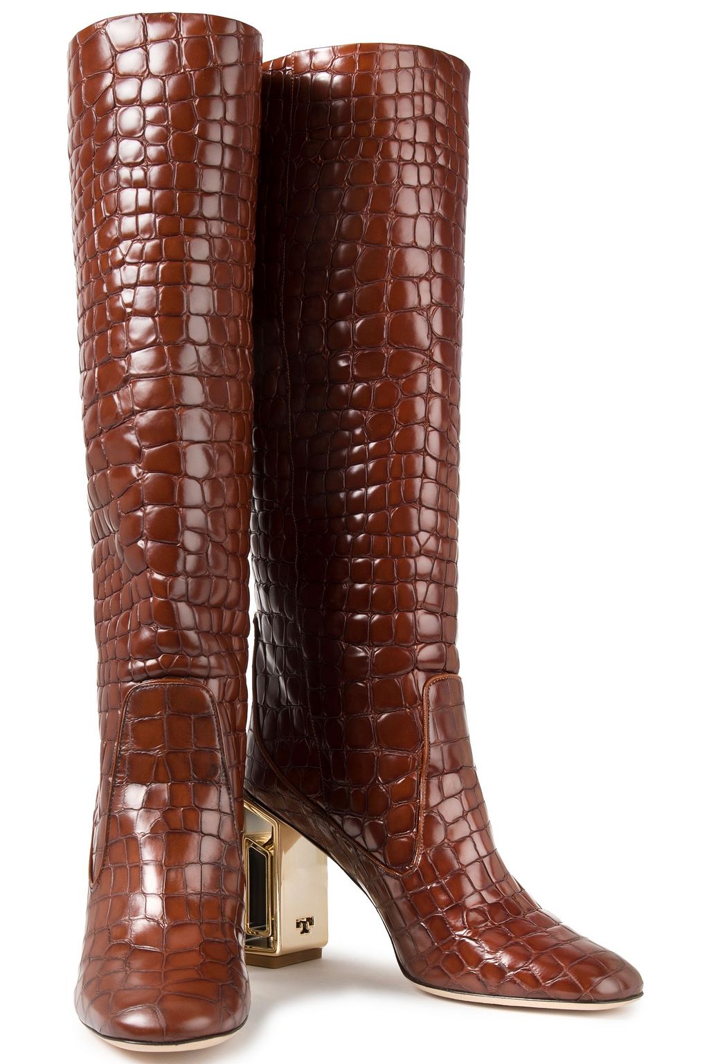 TORY BURCH Jessa croc-effect leather knee boots