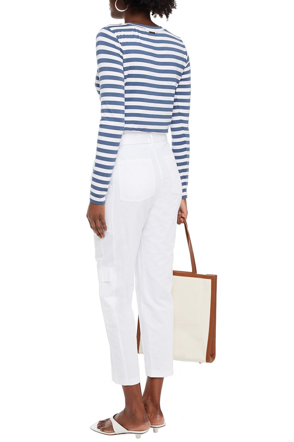J BRAND Athena cropped belted cotton and linen-blend tapered pants