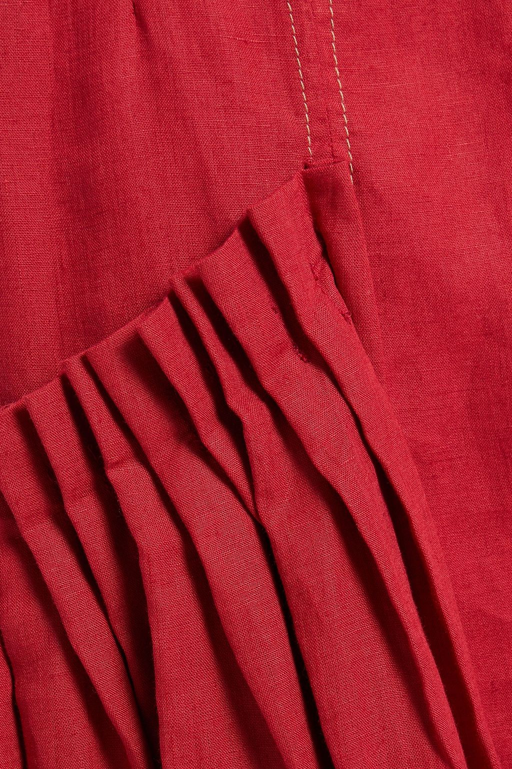 GABRIELA HEARST Woodward belted pleated linen midi shirt dress
