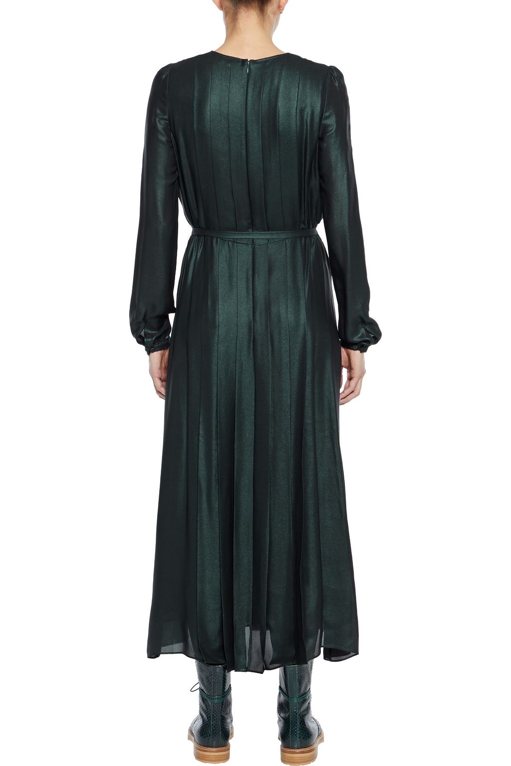 GABRIELA HEARST Adelaide belted metallic silk crepe de chine midi dress