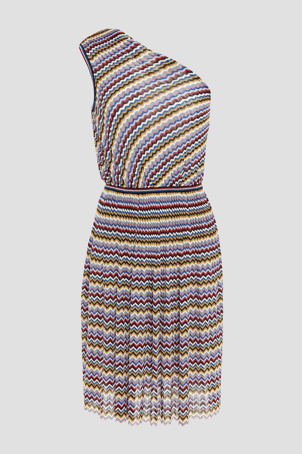 One shoulder best sale metallic knit dress